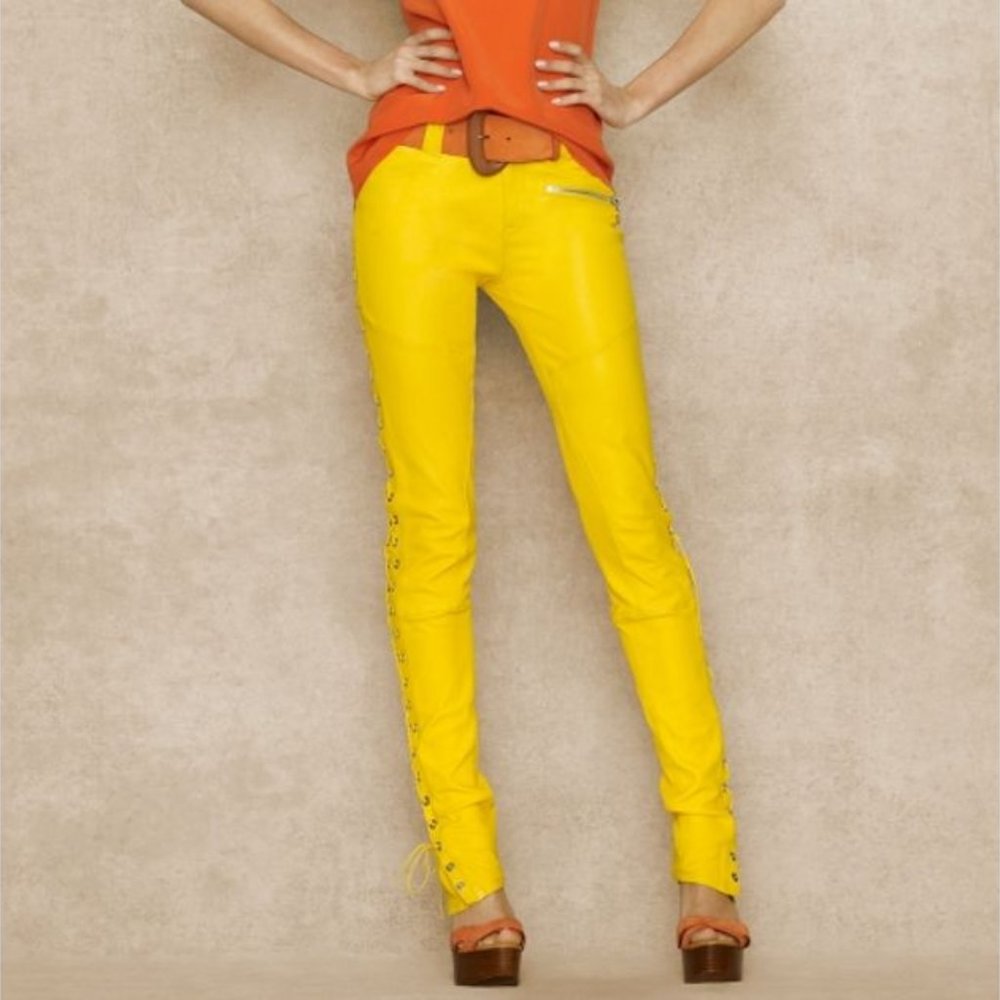 Ralph Lauren "Blue Label" Side-Laced Leather Pants